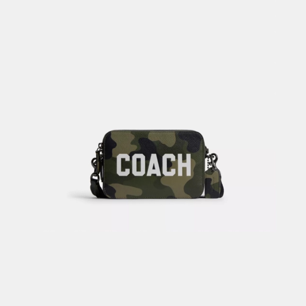 Coach Charter Crossbody Bag 19 With Camo Print And Coach Graphic
